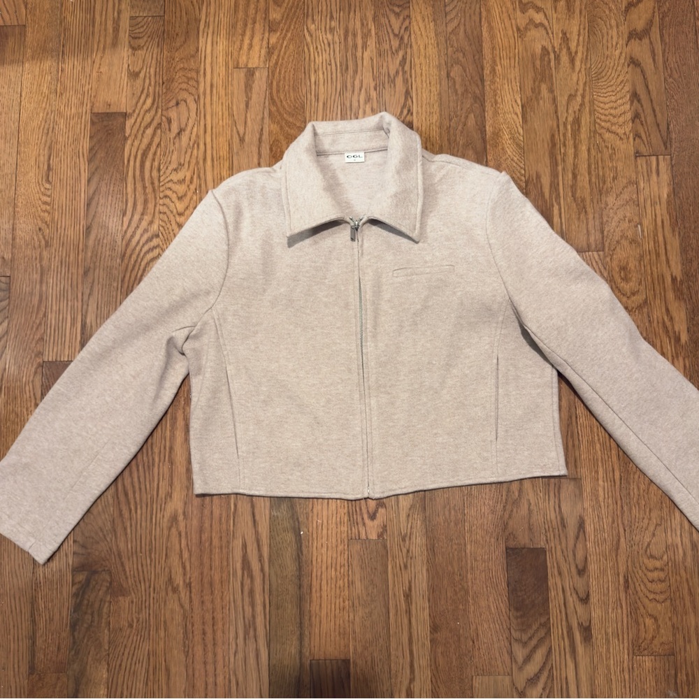 OGL Light Beige Zip-Up Blazer